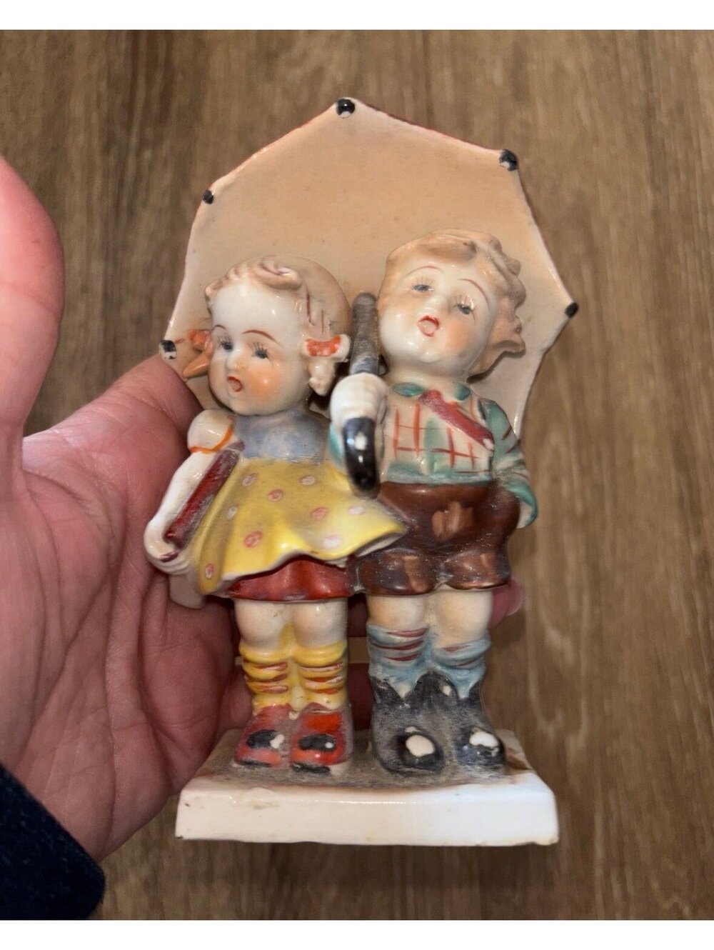 Vintage Inarco Just Kids Figurine Children Umbrella Japan Ceramic Decor box AL Q